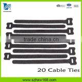 Neat Design 8" High Quality Reusable Black Hook Loop Cable Ties