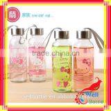 450ml Glass Water Bottle With Metal Lid Good in Sealing Add Silk Printing Glass thumbnail-2