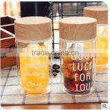 Wholesale New Product-heat Resistant Double Wall Borosilicate Glass Bottle With Bamboo Lid 200ml/300ml thumbnail-4