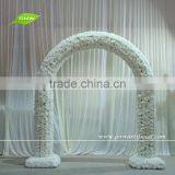 GNW FLA1603003-R Wholesale White Wedding Flower Arch With Rose for Weddin Stage Backdrop Decoration thumbnail-1