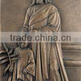 Bronze Wall Relief Jesus Statue With a Baby Angel thumbnail-1