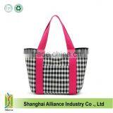 Fashion Black And White Lattice Double Layer Cotton Tote Bag,Wholesale Cheap Lunch Bag thumbnail-1