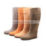 New Design Women Lady Tall Height PU Surface Leather Flock Waterproof Horse Riding Boot Wellies Wellington Rain Boots thumbnail-2