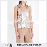 Wholesale Women Scoop Neck Sleeveless Sequin Embellished Relaxed Sequinned Top(DQE0175T) thumbnail-1