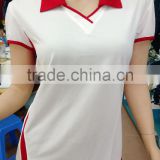 Women polo shirt, v neck, short sleeve, 100 % polyester birdeyes