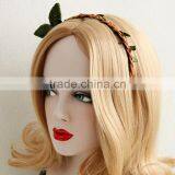 Handmade Cute Rabbit Ear Hair Band With Leaf Decorative Headband for Girls thumbnail-2