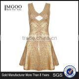 MGOO 2015 Brand Custom Made Cheap Price Gold Bandage Dress For Women Open With Back A Line Hollow Out Dress H487 thumbnail-3