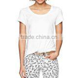 White Soft Thin Scoop Neck t Shirt for Women