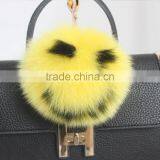 Myfur Cute Smile Face Handmade Fox Fur Pom Pom Charm Real Fur Pompom Wholesale thumbnail-4