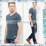 Wholesale Men's High Qualityn V Neck Combed Cotto Tee Shirts thumbnail-4