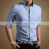 2015 New Style 100% Cotton Long Sleeve Double Collar Men Dress Shirt in Bulk thumbnail-1