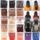 Factory Wholesale Price Cheap 100% Human Hair Clip In Hair Extension, Clip In Hair Extensions For African American