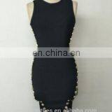 Amigo 2017 New Style Black Sleeveless Beaded Sexy Bandage Dress Midi Elegant Evening Dresses for Women Party Wear thumbnail-1