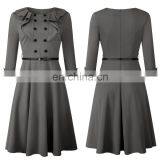 LAITE D2117 Autumn Women Splicing Casual Dresses Women Plus Size Dresses With Belt thumbnail-4