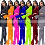 2020 Autumn Hot Sales Women Striped Fashion Two Piece Clothing Set Ladies Fitness Yoga Suit 2 Piece Set Women Clothing Set thumbnail-3