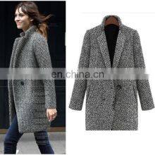 Women's Trench Coat 2020 Mid-length Woollen Sweater Blazer Double-breasted Street Fashion Thick Fur Coat
