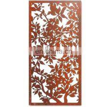 Laser Cut Decorative Outdoor Garden Privacy Custom Art Metal Screens Panels Corten Rusted Fdecorative Steel Garden Metal Screen thumbnail-3