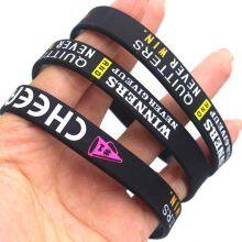 Factory Price Customized Debossed Motivational Quote Water Proof Soft Eco-friendly Sport Adults High Quality Silicone Wristbands thumbnail-4