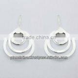 Plain Sterling Silver Earrings Triple Layered Nested Hoops thumbnail-1