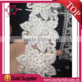 Wholesale beaded lace fabric bridal 80mm,embroidered lace trim white color for wedding dress                        
                                                Quality Choice