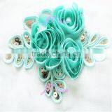 Chiffon Flower and Silver Leaf Sequin Flower Applique - DIY Flower Headbands - Bridal Applique thumbnail-2