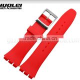 17|19mm waterproof high quality rubber watch strap with stainless steelbuckle