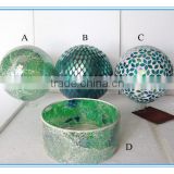 2015 new style hot sale mosaic crackle glass gazing garden light glass ball