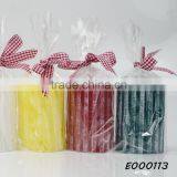 Smelless Falt Top Candle, Colourful Solid-color Geer Rustic Pillar Candle thumbnail-1