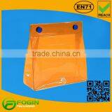Fluorescence Orange Color PVC Ziplock Cosmetic Hand Bag as Makeup Bag