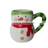 Ceramic mug with beautiful snowman hand-painted design