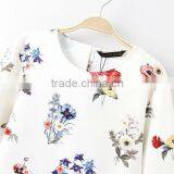 Women Clothing With Flower Round Collar Short Sleeve Shirt for Women of Digital Printing Fabric thumbnail-3