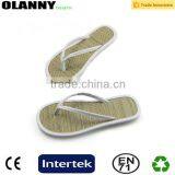 white eco-friendly comfortable straw flip flops