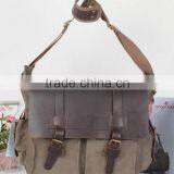 Vintage Canvas Shoulder Bag With Leather Trim thumbnail-1