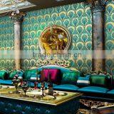 Peacock Feather Pattern Vinyl Wallpaper Entertainment 3d Fashion Wallpaper thumbnail-2