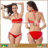 Womens Plain Color Low Waist Halter Swimsuit Beach Bikinis Sale