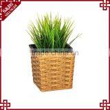 Home or Office Desk Decororative 5 Inches Resin Wicker Sqaure Mini Flower Pot