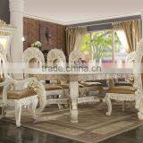 European Peacock Design Royal Rectangle Dining Table, Pure Hand Carved Upholstery Dining Chair And Furniture(MOQ=1 SET) thumbnail-5