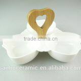 Ceramic Porcelain Small 3 Sections Plate Separated Dish Appetizer Relish Tray Ceramic thumbnail-2