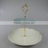 Two Tiers Mix Color Ceramic Cake Stand for Weeding/daily Use thumbnail-2