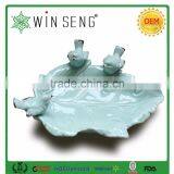 Garden Decor Glazed Leaf Bird Ceramic Porcelain Plate, Decorative Plate thumbnail-1