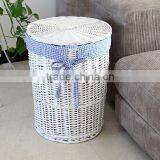 White Wicker Laundry Basket Cabinet thumbnail-2