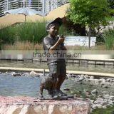 Bronze Casting Foundry Bronze Boys Fishing Statue for Garden thumbnail-1