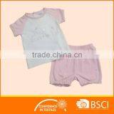 New Summer Soft Cotton Pink Baby Girl Kids Clothing Set thumbnail-1