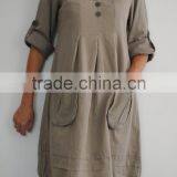 Ladies Cotton Dress With Front Pockets thumbnail-2