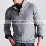 High Quality European Stylish Men's Half Button Fashion Cable Pullover Sweater With Turtle Neck(BKNM18) thumbnail-1