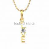 Designer Two Tone Plated Single CZ Solitaire Love Pendant thumbnail-1