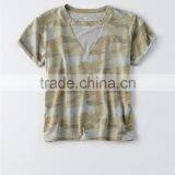 MGOO Wholesale Slim Fit Raw Cut Hems Camo T Shirts Full Digital Print Cutout T Shirt For Women thumbnail-3