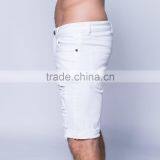 White Ripped Mens Denim Jeans Short Pants Men Distressed Denim Shorts thumbnail-4