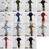 Myfur Royal Blue Customized Unisex Adult Striped Crochet Scarf With Detachable Raccoon Fur Pompoms thumbnail-6