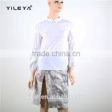 Round Collar Elegant Long Sleeve White Women Waist Length Blouse Designs thumbnail-1